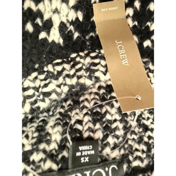 J. Crew Women XS Jacquard Snowflake Pullover Sweater Black Pink Wool Blend NEW - Picture 4 of 4